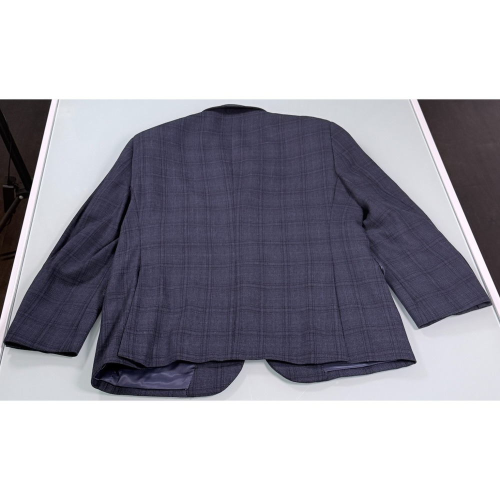 PRONTO UOMO Solid Blue 100% Wool Mens Windowpane Pattern Blazer - 44 Short - Picture 3 of 15